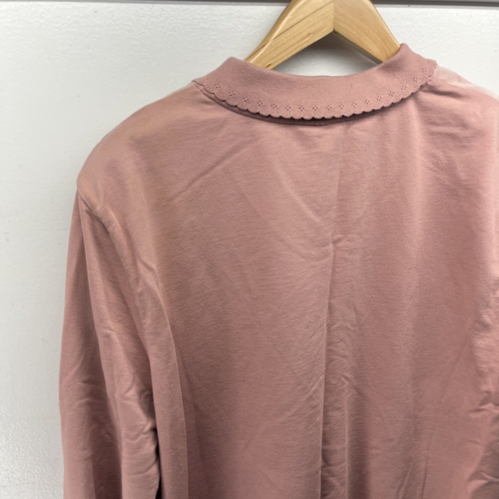 Vintage Women's L Patchwork Heart Valentines Floral Pink Collared Sweatshirt - Picture 9 of 12